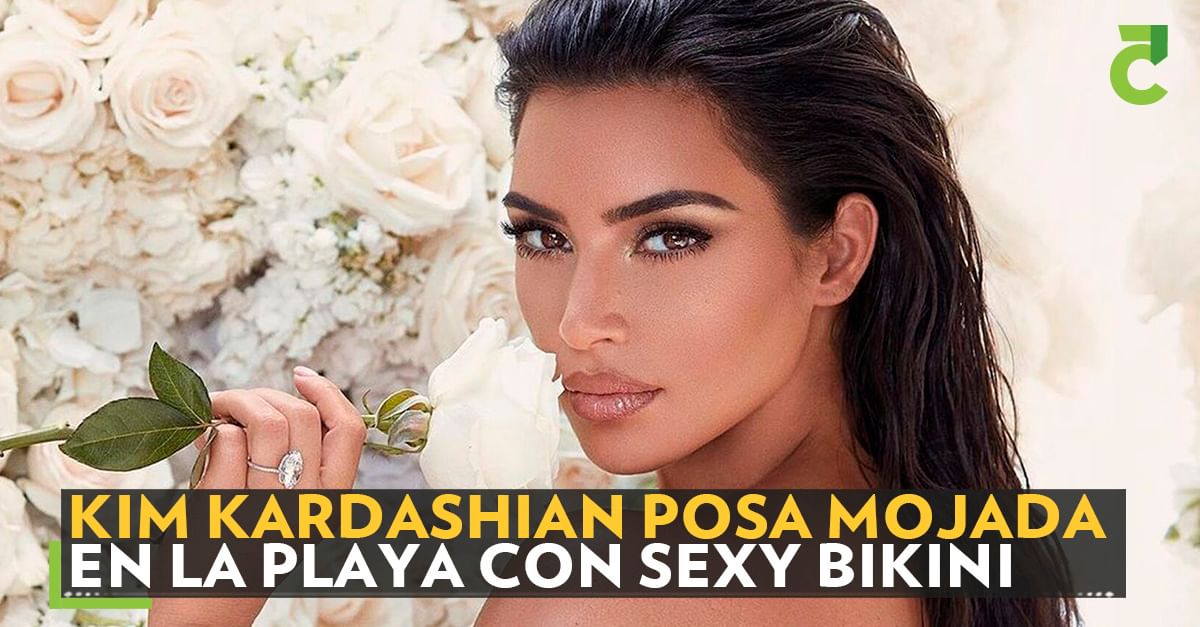 Kim Kardashian Posa MOJADA En La Playa Con Sexy Bikini