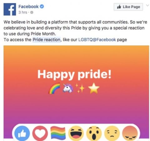 La nueva reacción de Facebook: 'me enorgullece'