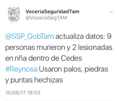  Riña dejó 9 muertos  en penal de Reynosa