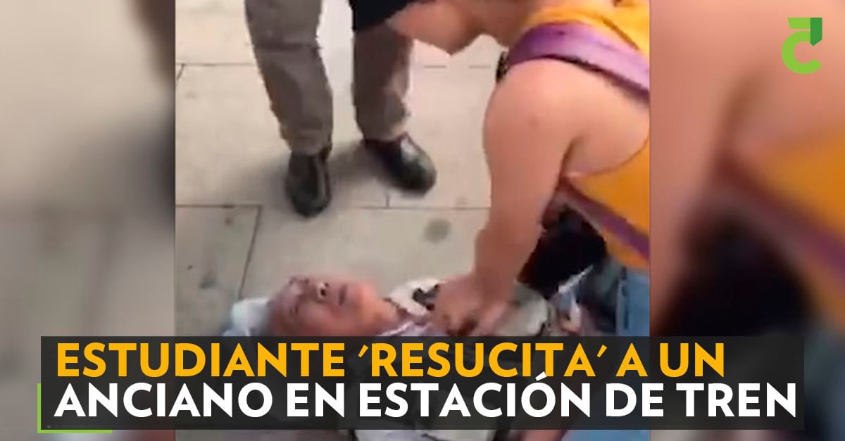 Estudiante 'resucita' a un anciano en estación de tren