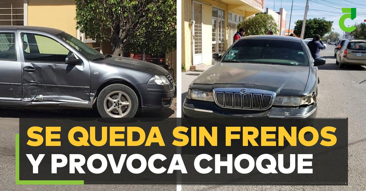 Se queda sin frenos y provoca choque