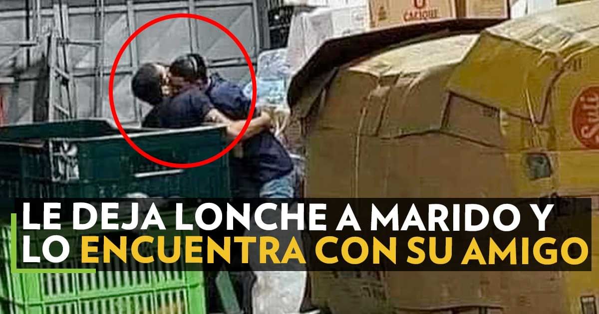 Le deja lonche a marido y lo encuentra cariñoso con su amigo