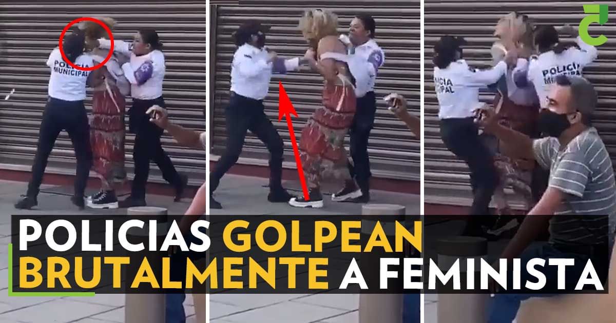 Policias golpean brutalmente a feminista
