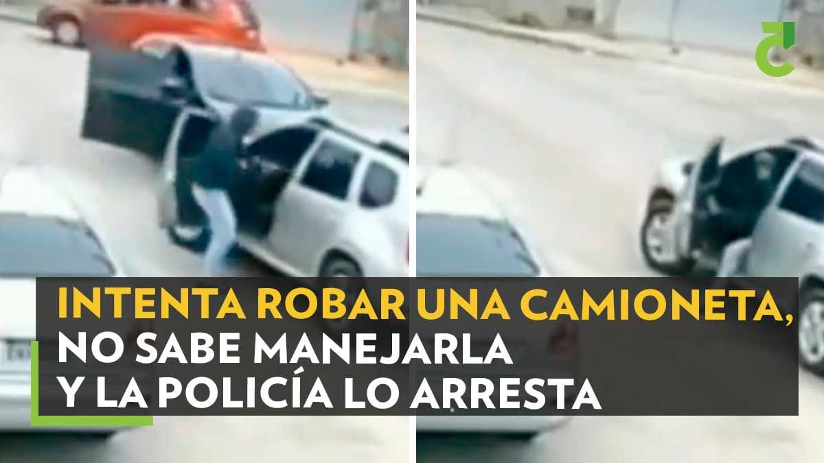 Intenta robar una camioneta, no sabe manejarla y la policía lo arresta