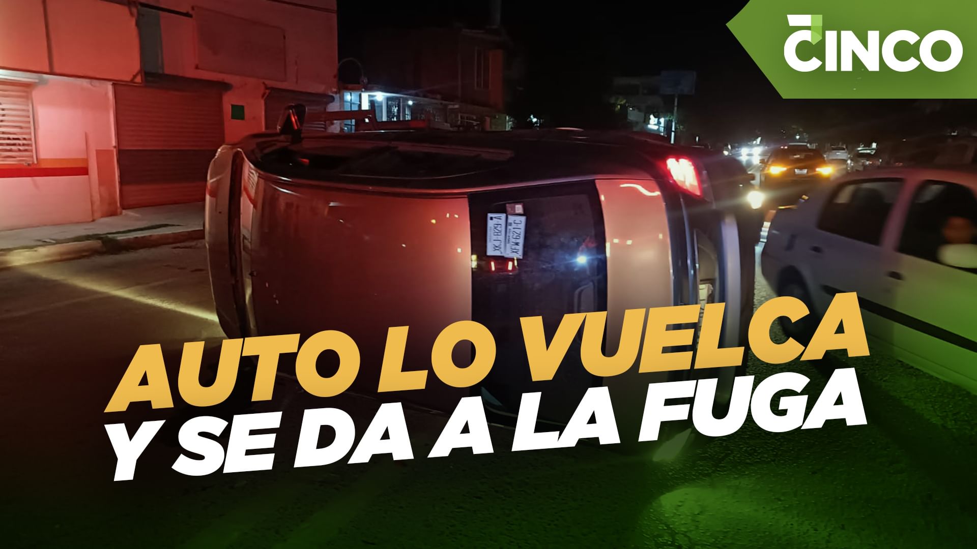 Auto lo vuelca y se da a la fuga