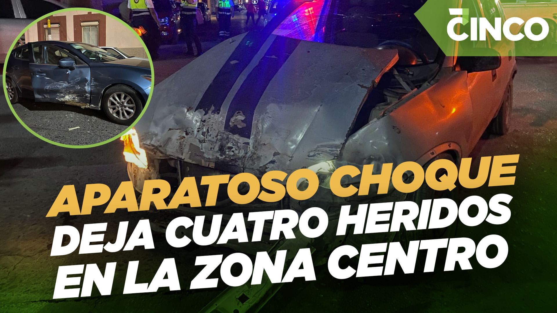 Aparatoso choque deja cuatro heridos en la zona centro.