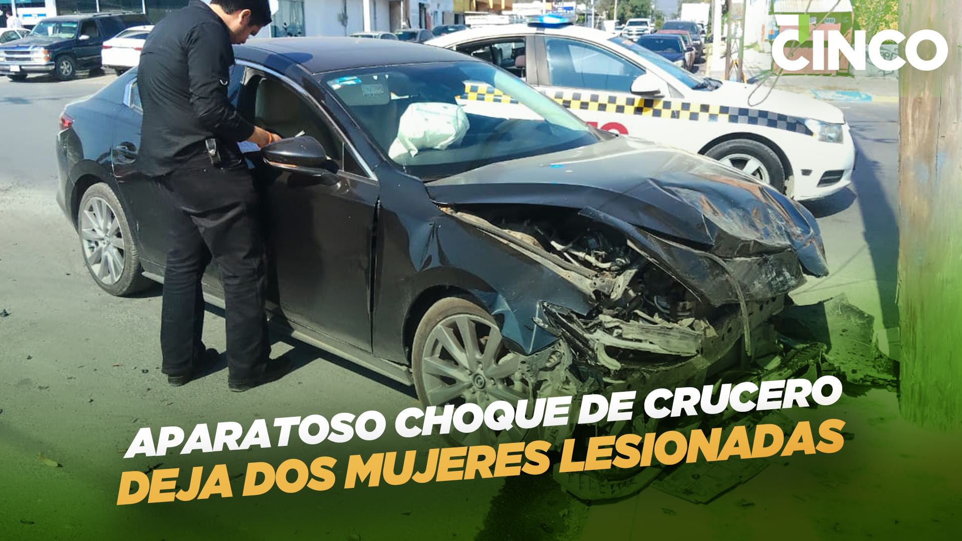 Aparatoso choque de crucero deja dos mujeres lesionadas