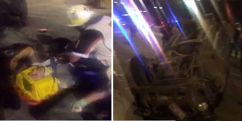 Pareja al borde de la muerte tras volcar